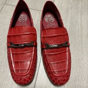 Vince Camuto Red Croc-Embossed Loafers